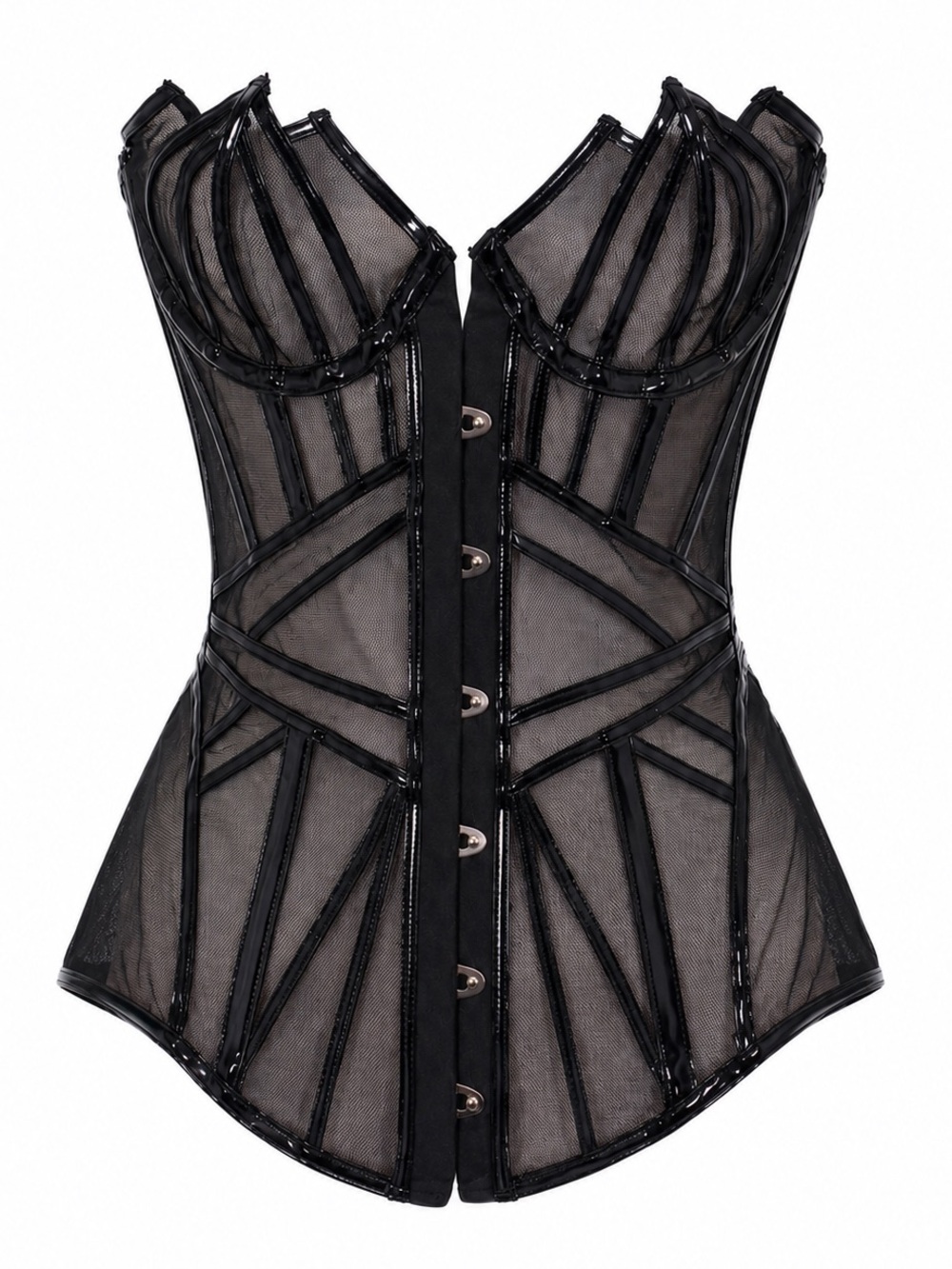 Agent Provocateur Jet Mesh Corset Size 3 US 6 Black Sheer Boned Gothic Lingerie